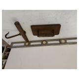 Level, Wood Hay Hook, Weighted Hand Tool