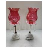 Cranberry Glass Candle Holders
