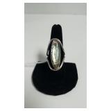 Ladies Sterling Silver Ring W/Abalone Stone - 8.5