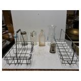 Metal Milk Crate And Glass Jars/Bottles
