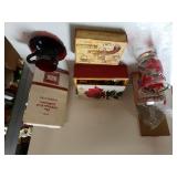 Glass Poinsettia Candle Holder,  Red Avon,