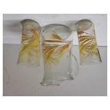 Glass Wheat Printed Pitcher & 2 Glasses