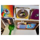 Assorted 45s Records & Green Whitehouse Vinegar