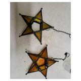(2) Hanging Star Stained Glass Candle Holder