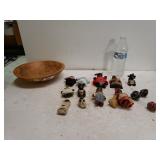 Black Americana Baby Doll Figures And Wooden Bowl