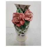 Glass Flowered Vase Made In Italy