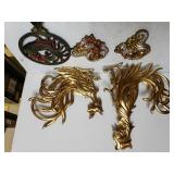 Golden Fowl Wall Decor & Fowl Iron Trivet