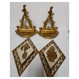 Golden Wall Shelves & Triangle Wall Decor