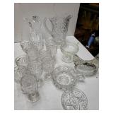 Assorted Glass Stemware,  Pitcher,  Flower Vase &