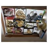 Assorted Clothing Pins, Earrings,  Watch,