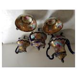 Oriental Inspired Blue/gold Tea Set