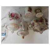 Flowered Glass Pitcher, Salt/pepper Shakers,