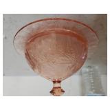 Pink Round Beveled Glass Candy Dish
