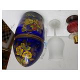 Blue Egg Mini Bar, Glass Stemware,  Candle Holder