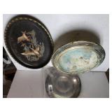 Silver Like Tray, Flower Pot Pedestal,  Serving