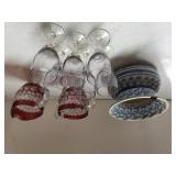 Glass Stemware,  Blue Flower Vase,