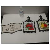 Cast Iron Framed Fruit Designed Tile Art And Name