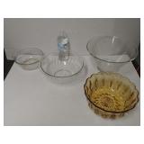 (2) Pyrex Glass Bowls And (2) Decorative Glass