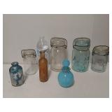 (3) Atlas Jars With Lids And Other Glass Bottles