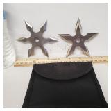 (2) Metal Throwing Stars In Canvas Case