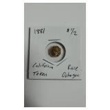 1881 California Token - $1/2 Rare Octagon