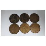 (6) Large Penny - World War I Era To 1960