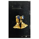 Vintage Sapphire Rhinestone Earrings - Twist
