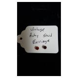 Vintage Ruby Stud Earrings