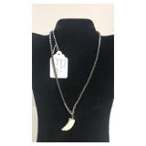 Vintage Hematite & Ivory Necklace - Shark