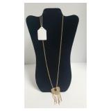 Gold Tone W/Onyx Stone Long Necklace
