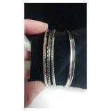 (5) Assorted Silver Tone Bangle Bracelets