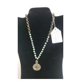 Vintage Ladies Silver Necklace W/Natural