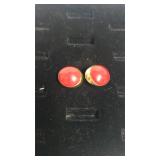 Vintage Red Enamel Clip-on Earrings - Signed