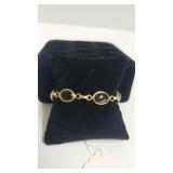 Ladies Gold Tone Bracelet W/ Purple Topaz Stone -