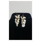 Vintage Cultured Pearl & Seashell Wire Earrings