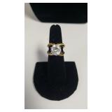 Vintage Ladies Ring W/Large Solitaire - Marked