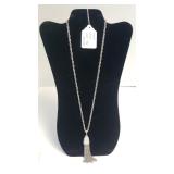 Ladies Silver Tone Dangle Necklace - Marked Monet