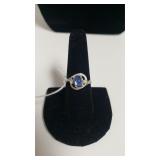 Vintage Blue Opal & Diamond Ring - Marked 10K -