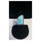 Ladies Large Dominican Larimar Gemstone Ring -