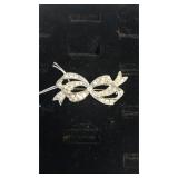 Unusual Vintage Bow Rhinestone Brooch