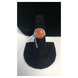 Ladies Orange Agate Ring - Marked 925 - Size 6.5