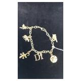 Vintage Gold Tone Charm Bracelet