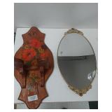 Wooden Floral Painted Wall Mount Candle Holder