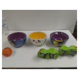 (3) Halloween Bowls, Pumpkin Stress Ball, And (4)