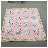Handmade Block Pattern Quilt - 75"×73.5"