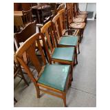 (4pcs) Chair Set Green Leather Upholstered Seats