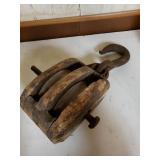 Vintage Large Wooden Pulley