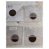 1914, 1918, 1919, 1920 Wheat Pennies