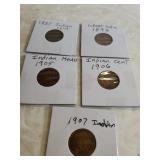 1885, 1905, 1906, 1907 Indian Cent, 1892 Great