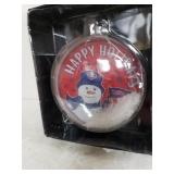 Team Snowman Glass Disc Ornament